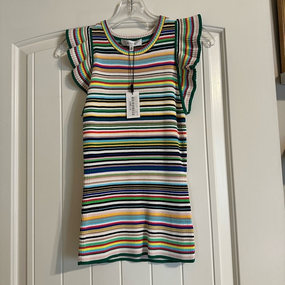 Milly Striped Sleeveless Top with Ruffle Sleeves - rainbow - Picture 2 of 4